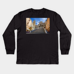 The Amalfi Cathedral bell tower in Amalfi, Italy Kids Long Sleeve T-Shirt